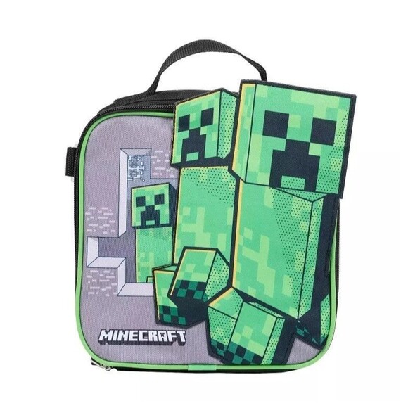 Minecraft Creeper 5-Pc Backpack Set Lunch Bag, Pencil Case, Keychain & Carabiner - Picture 3 of 3